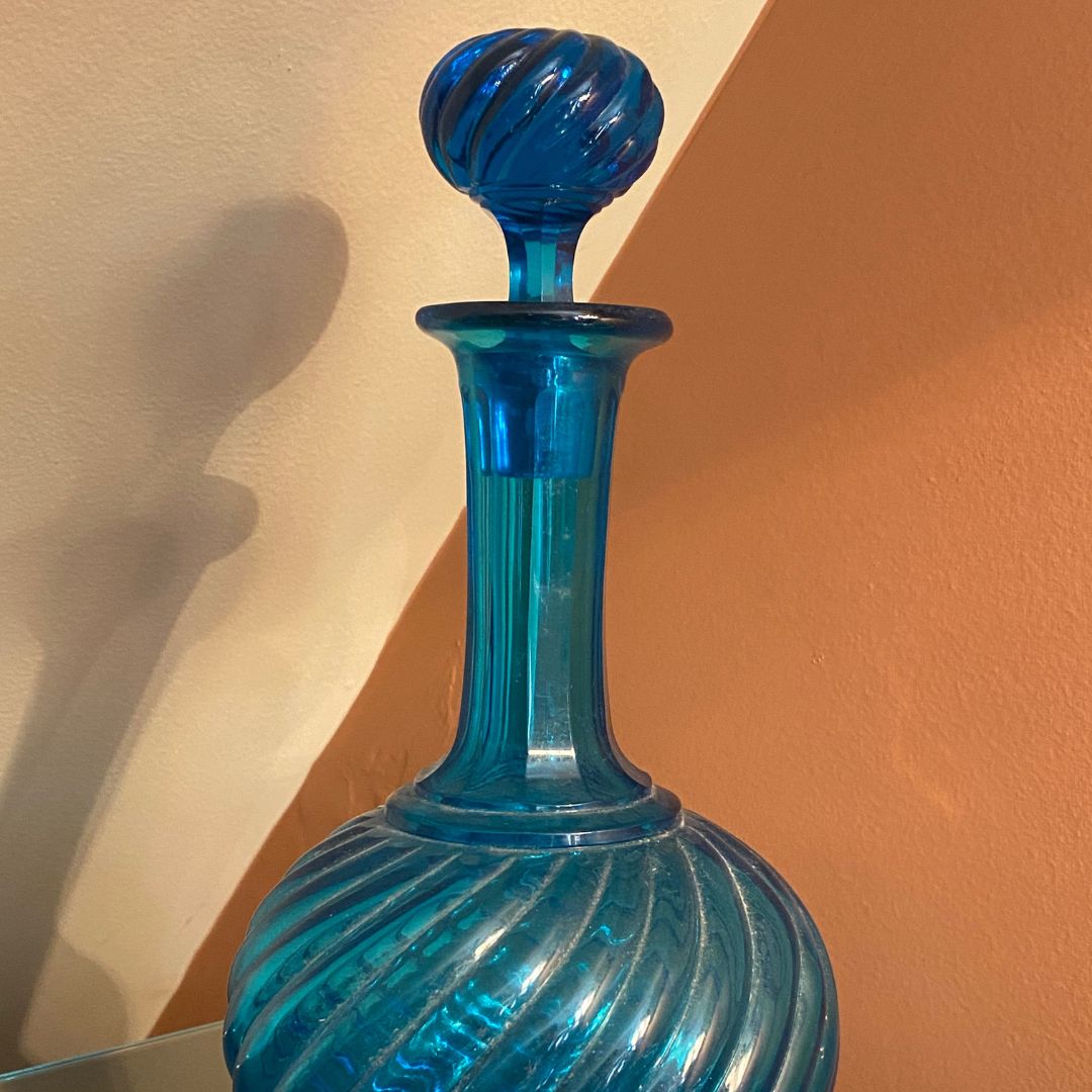 Antique Teal Baccarat Crystal Decanter