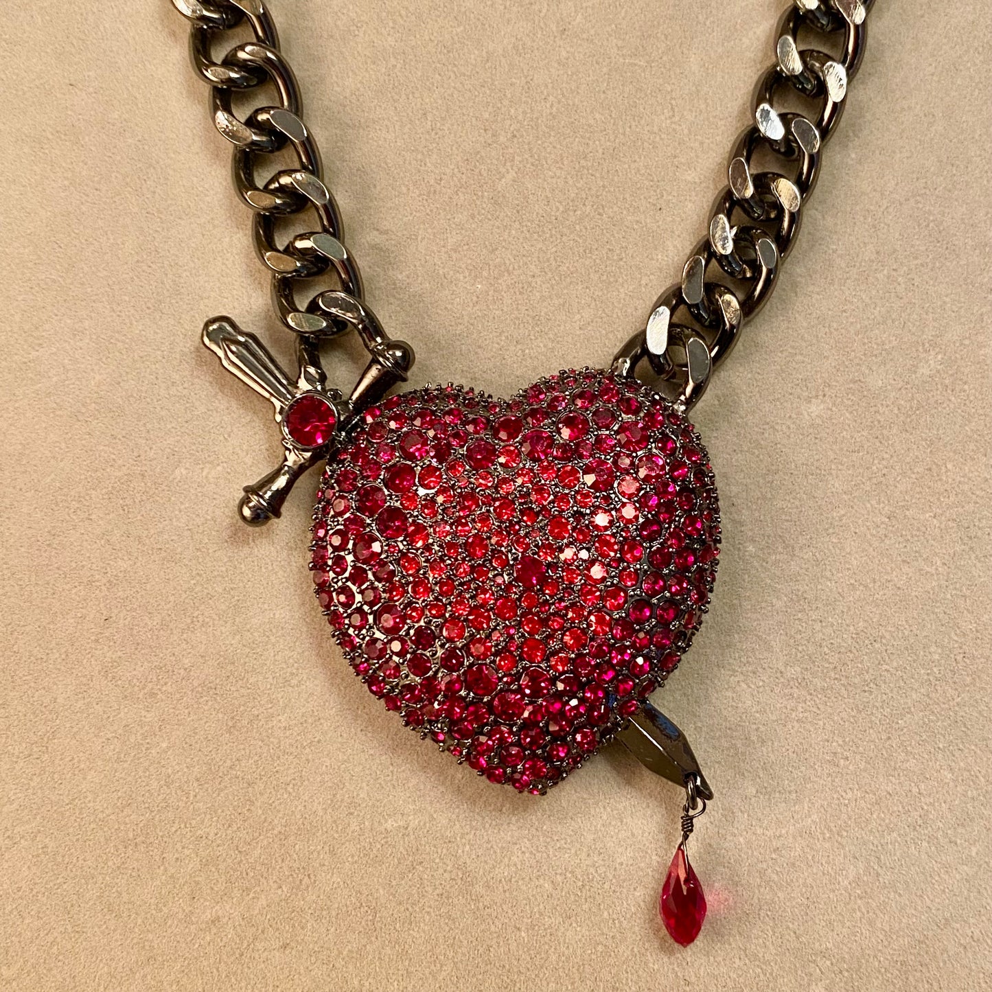 Betsey Johnson Pierced Heart Statement Necklace