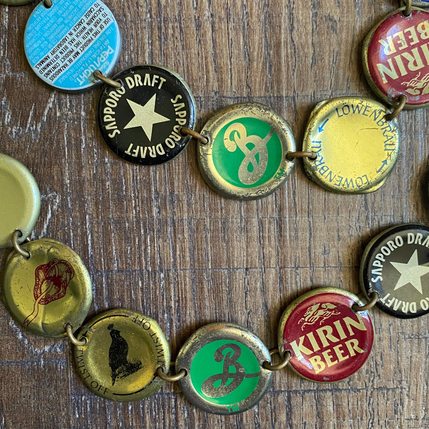 Bottle Cap Vintage Necklace Close Up