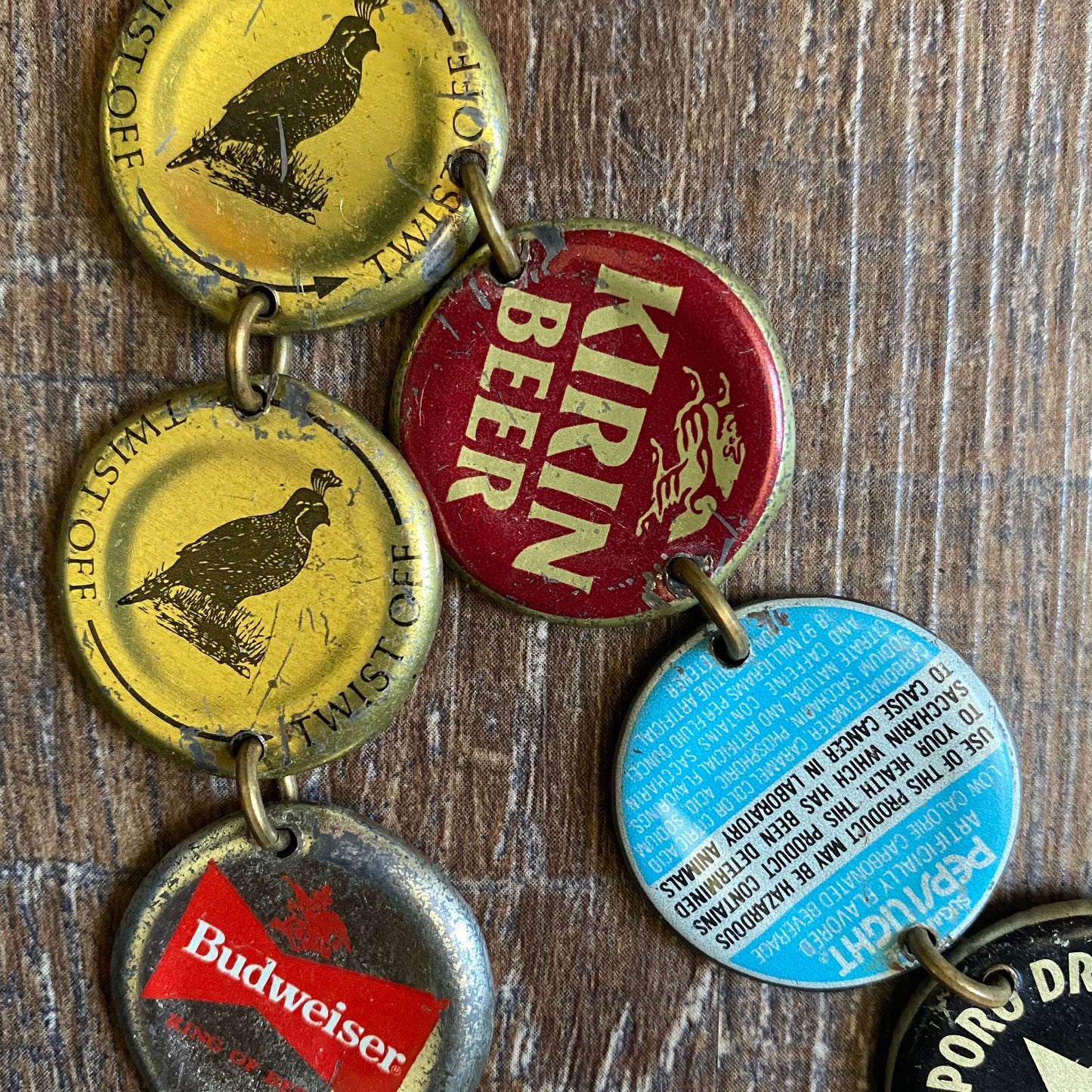 Bottle Cap Vintage Necklace Close up