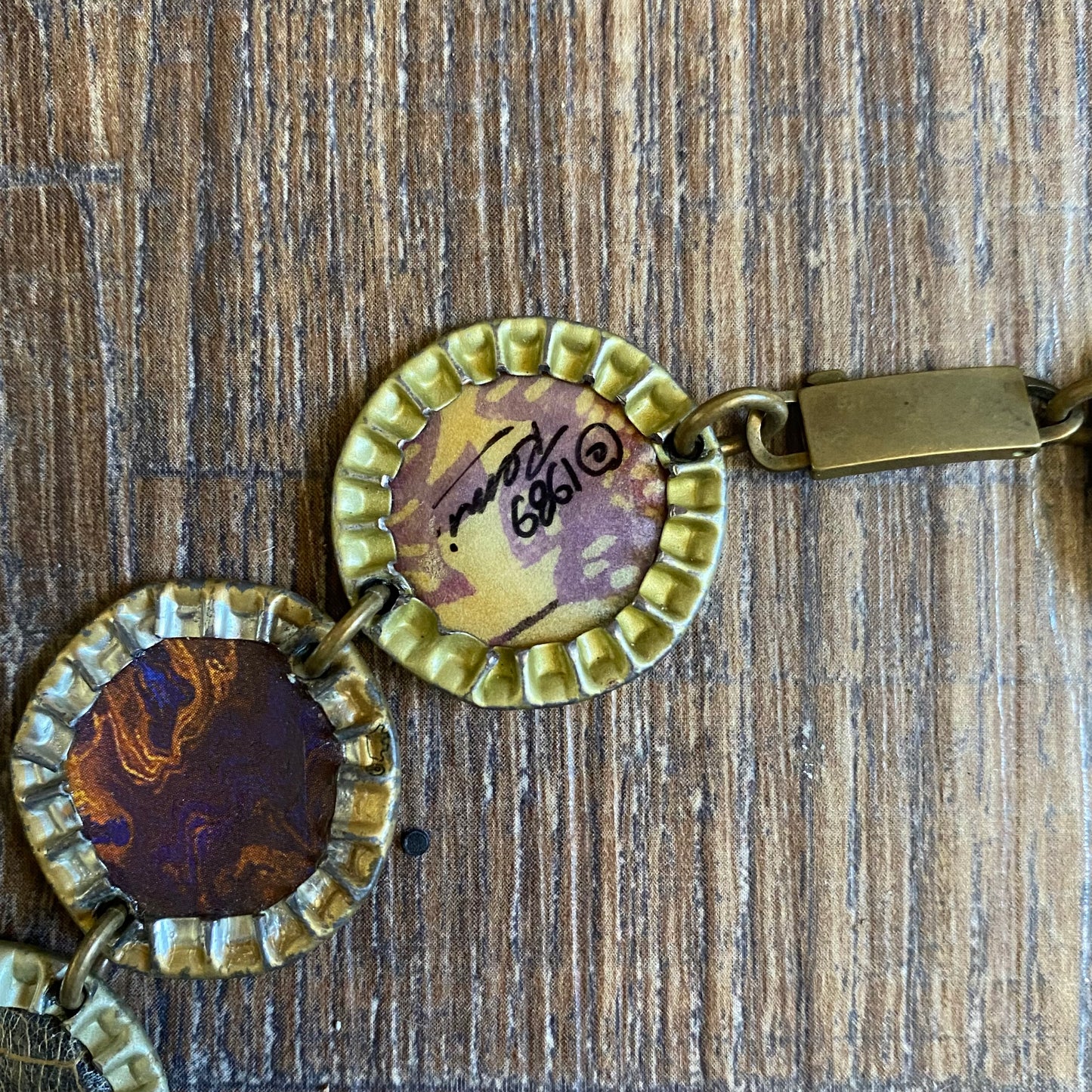 Bottle Cap Vintage Necklace Close Up