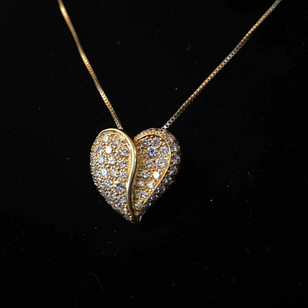 Gold Pave Heart Pendant