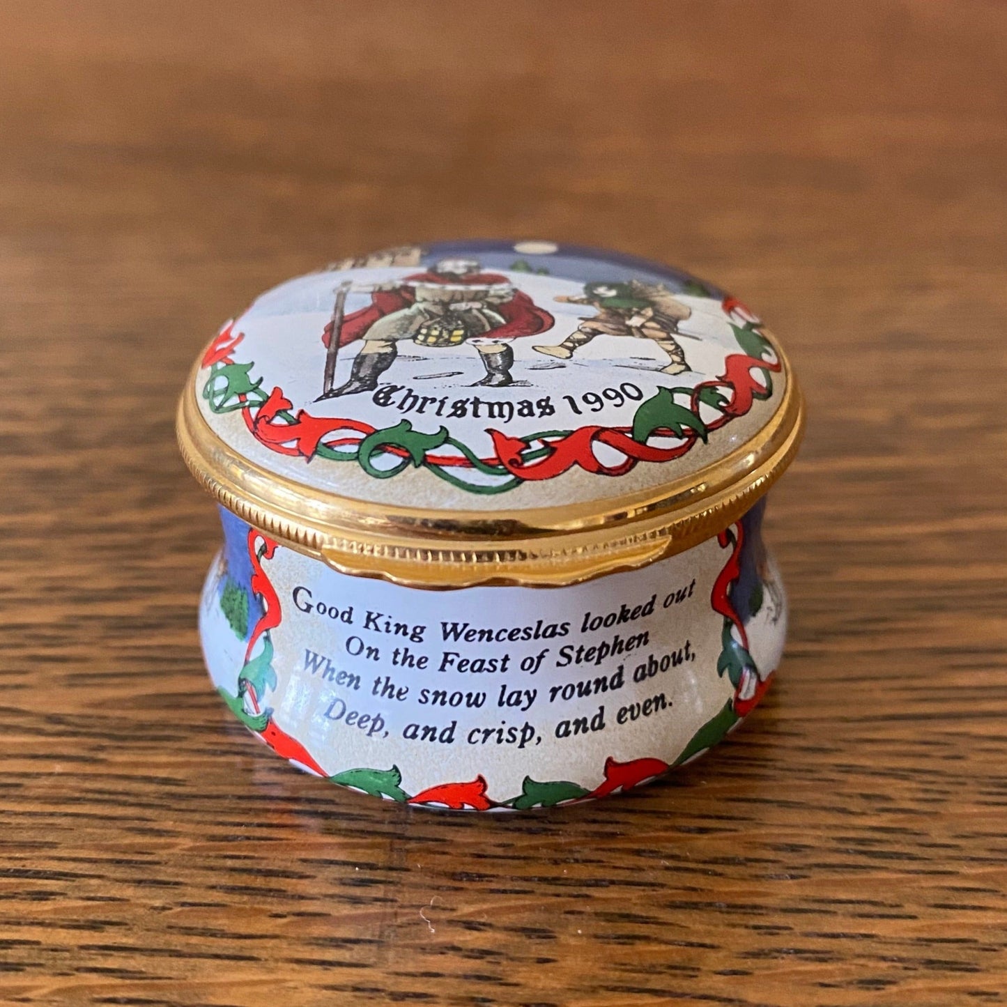 Christmas 1990 King Wencelas Halcyon Enamel Trinket Box