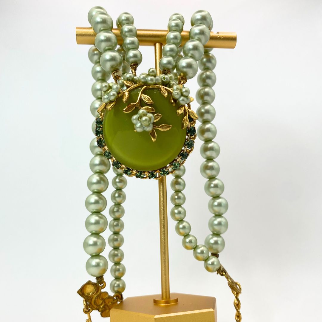 Miriam Haskell Style Green Necklace