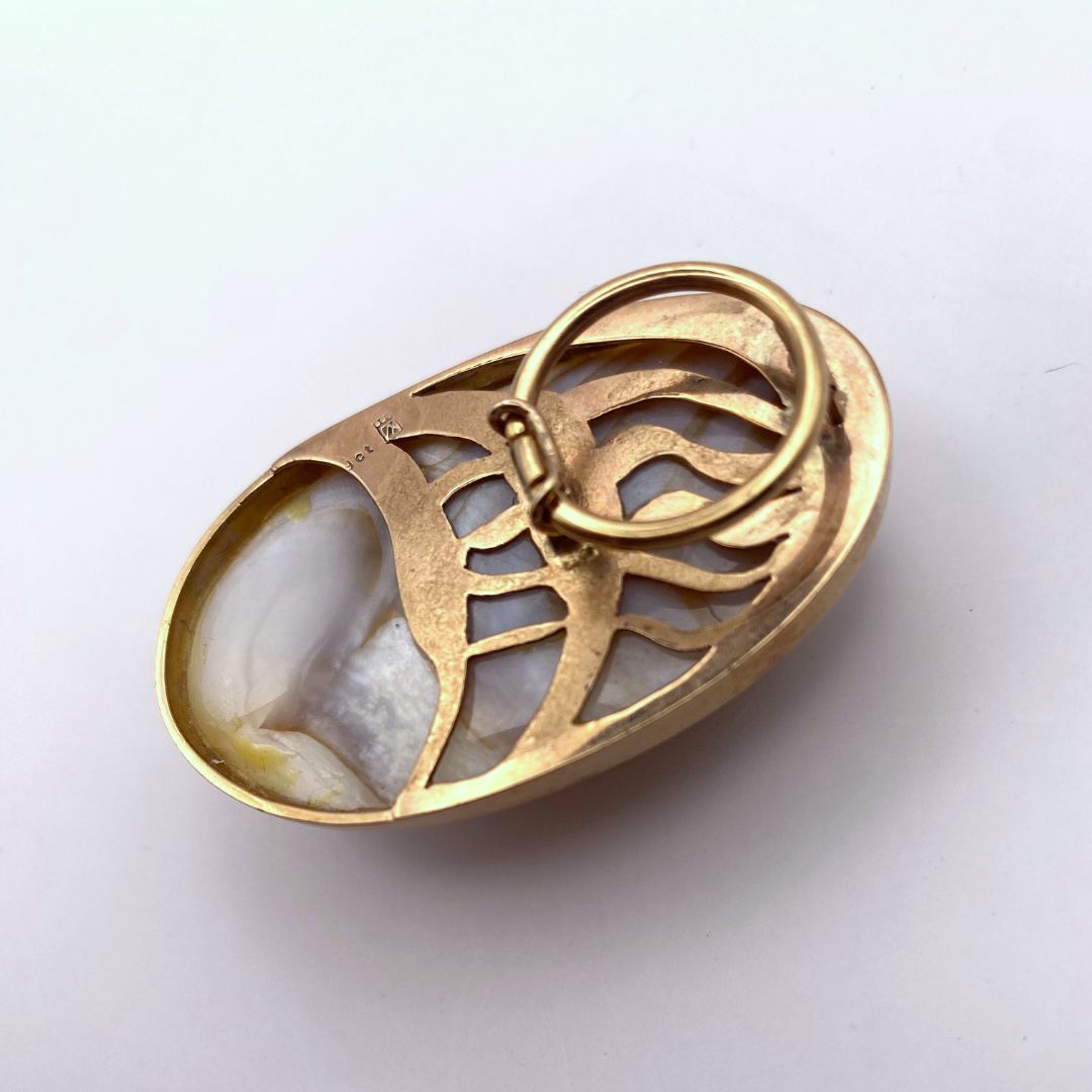 Mother of Pearl and Gold Oversized Pendant Bottom