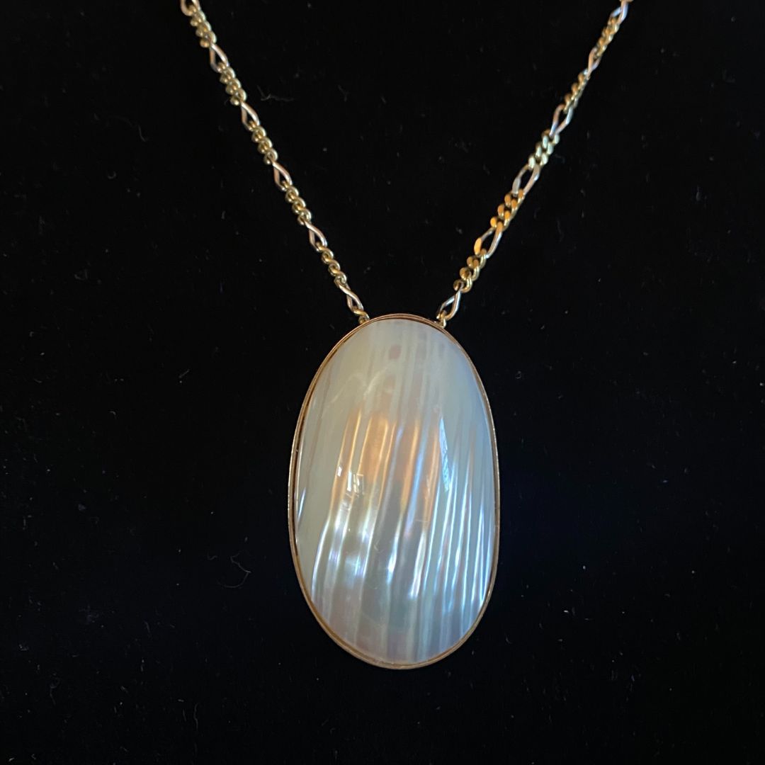 Mother of Pearl and Gold Oversized Pendant