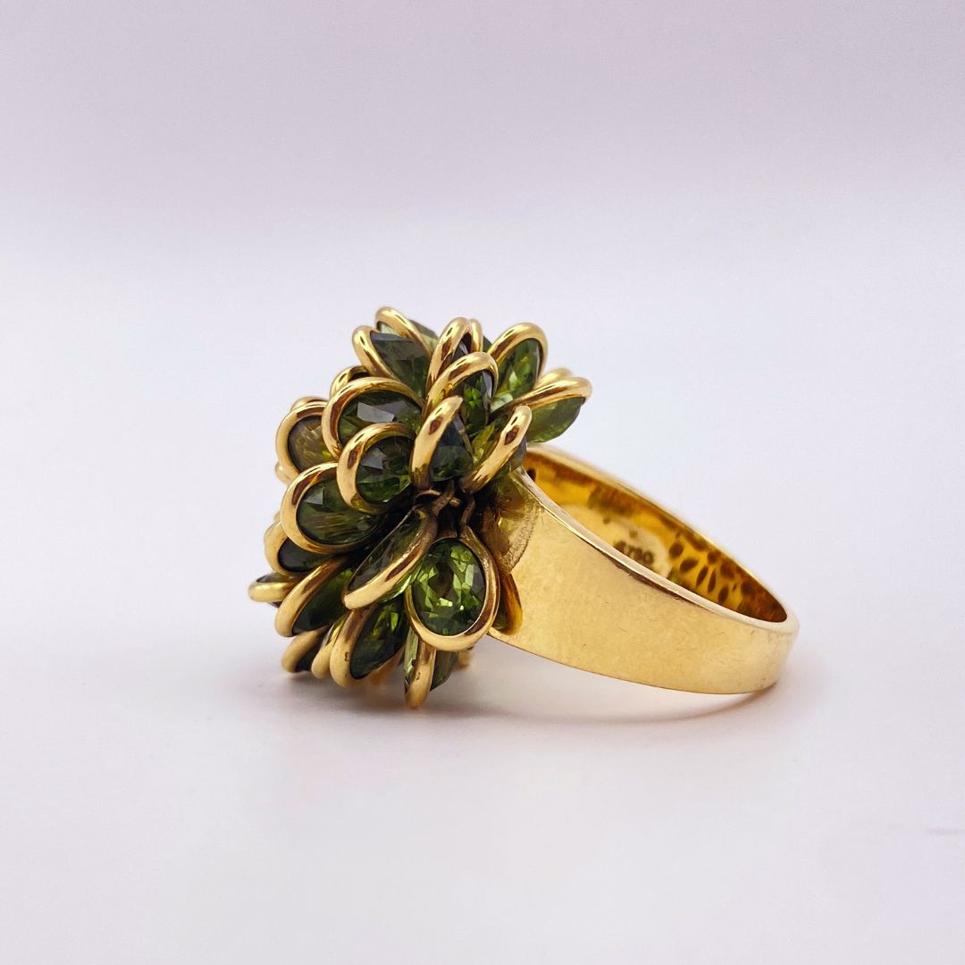 Peridot Petals Gold Ring Side