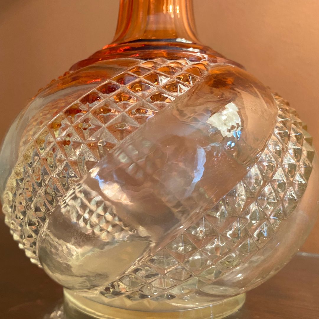 Antique Cranberry Baccarat Crystal Decanter Close Up