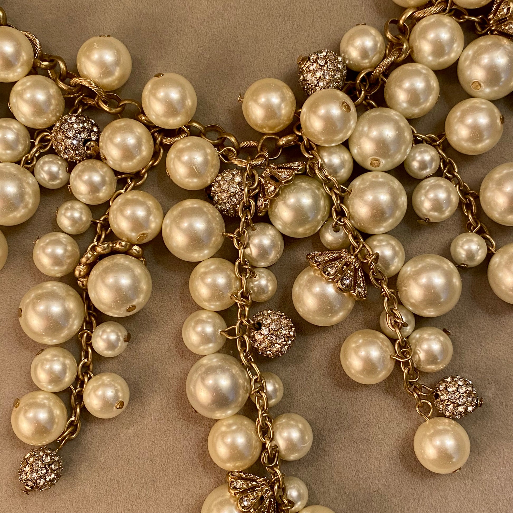 Betsey Johnson Faux Pearl Rhinestone Necklace