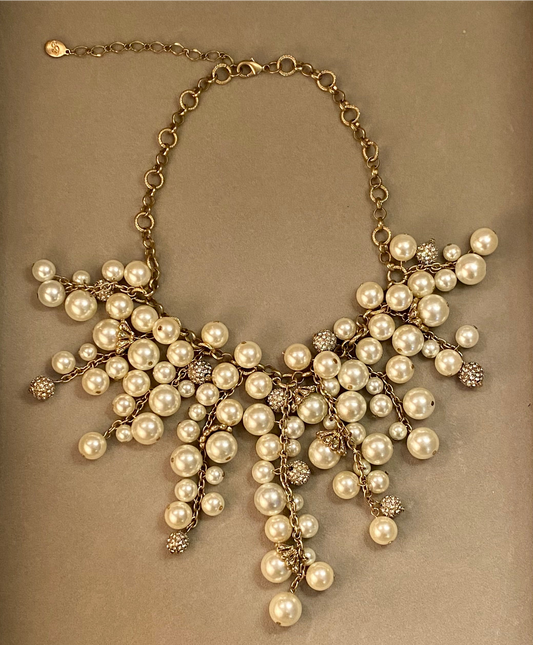 Betsey Johnson Pearl Rhinestone Necklace