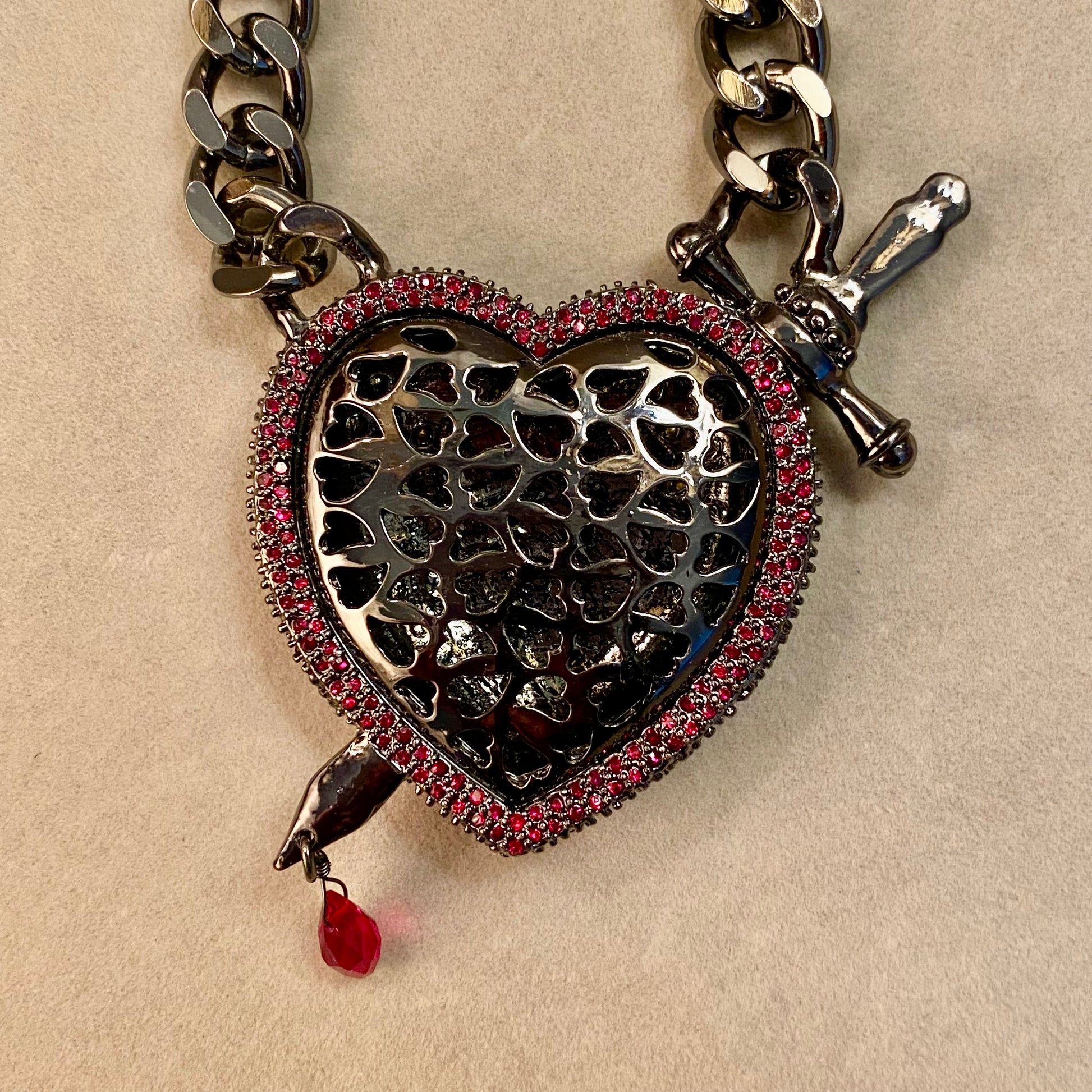 Betsey Johnson Pierced Heart Statement Necklace Back