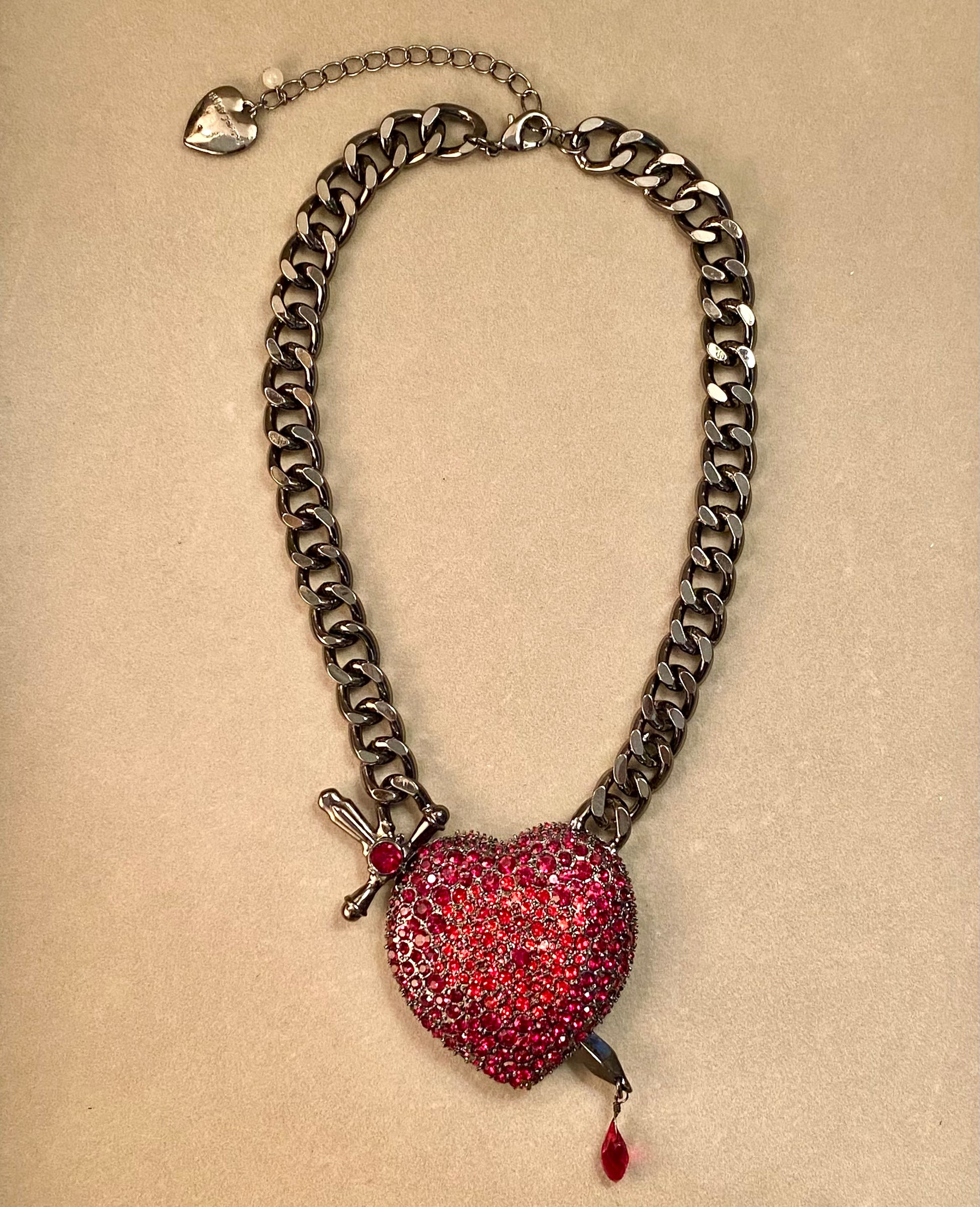 Betsey Johnson Pierced Heart Statement Necklace Full