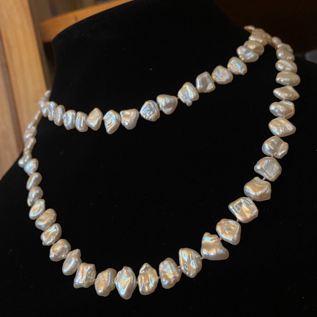 Biwa Pearl Long Necklace