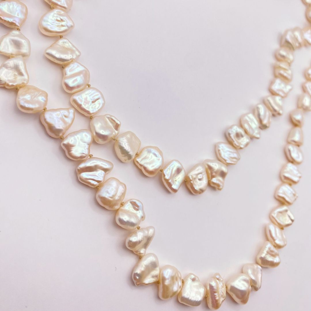 Biwa Pearl Long Necklace