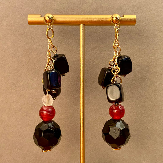 Black Red Nouveau Earrings