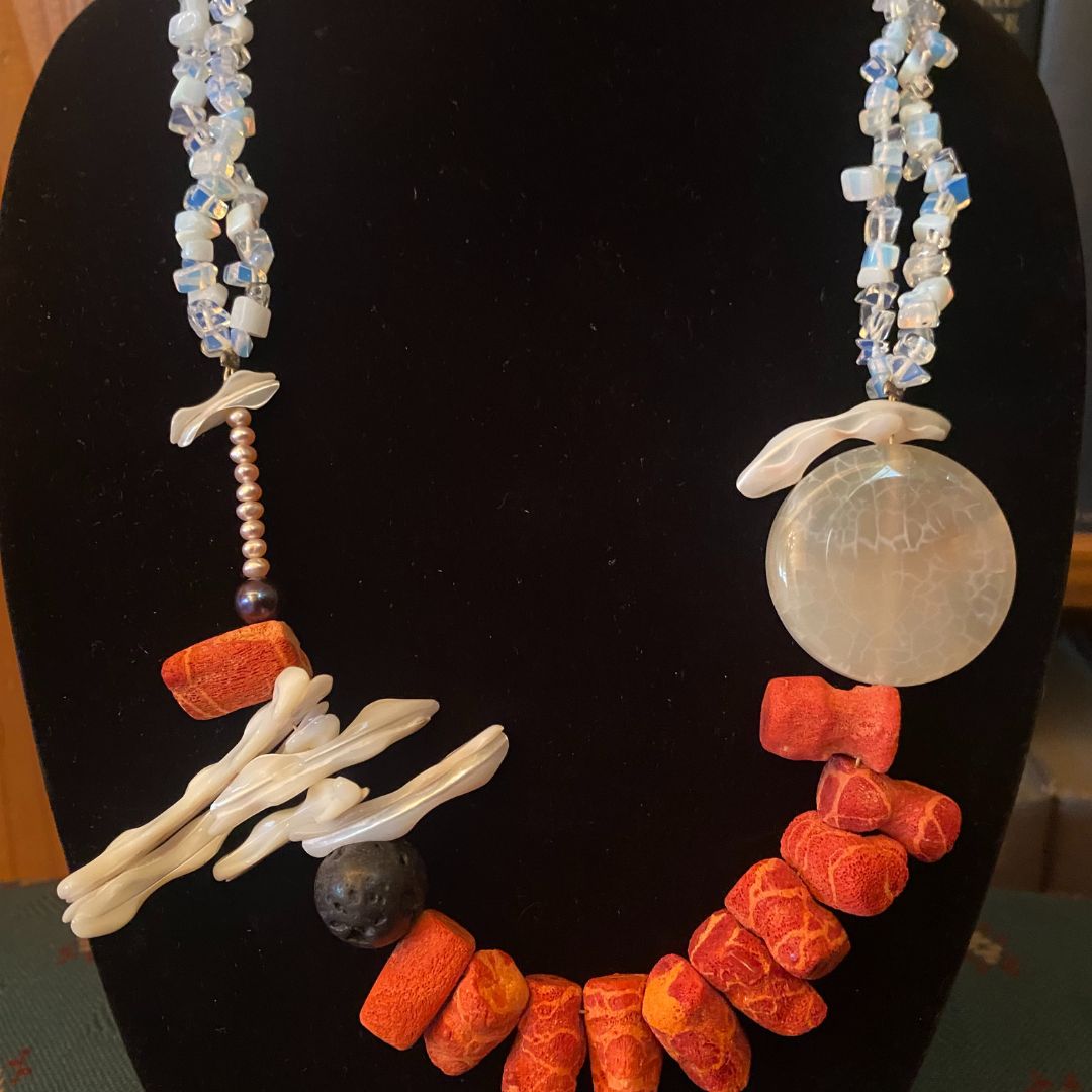 Coral and jade necklace