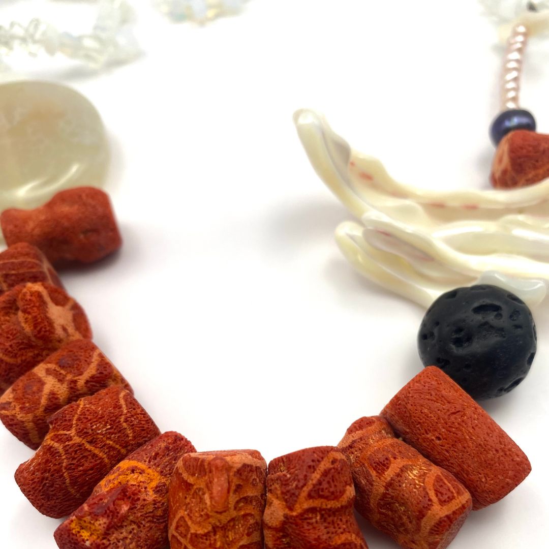Coral and jade necklace