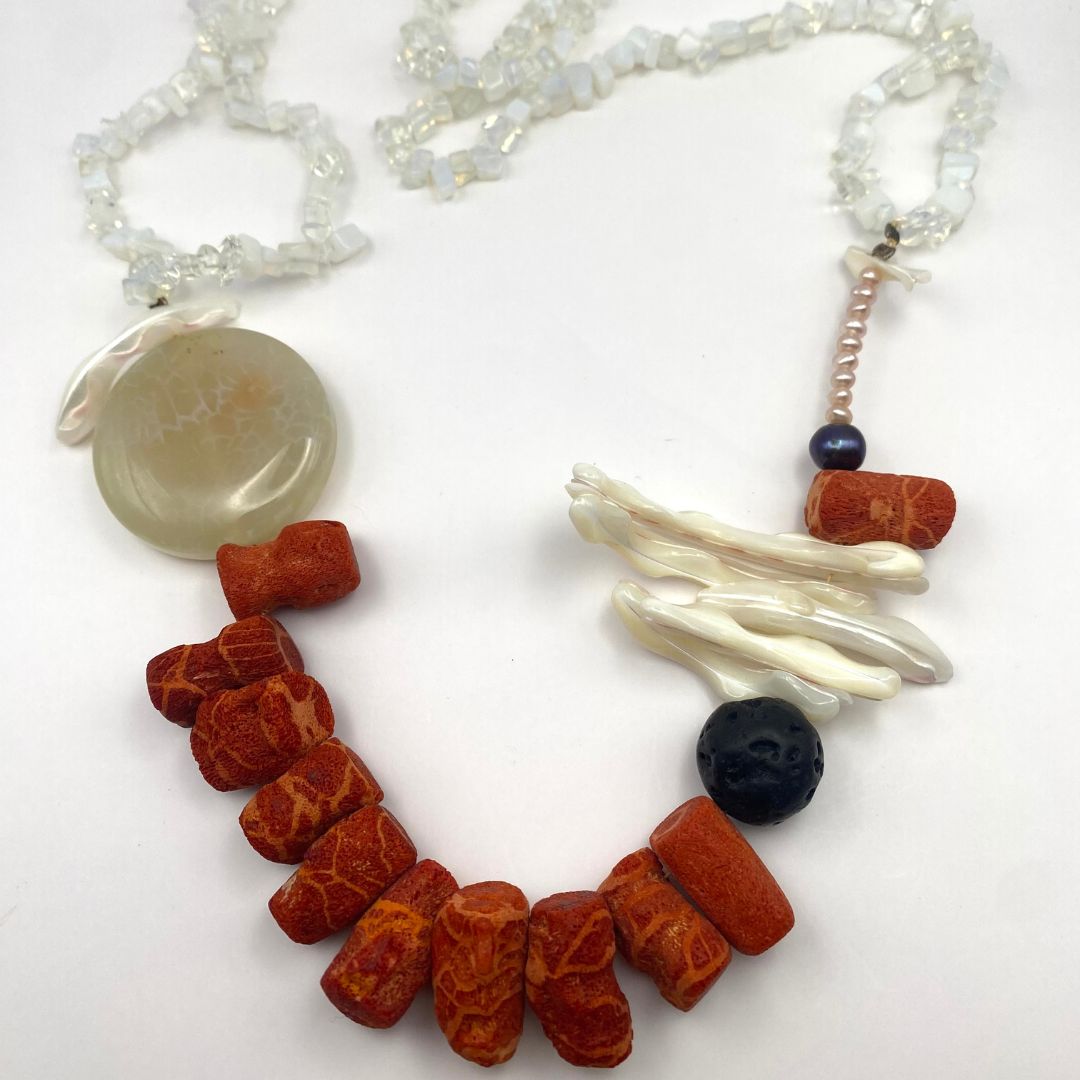 Coral and jade necklace