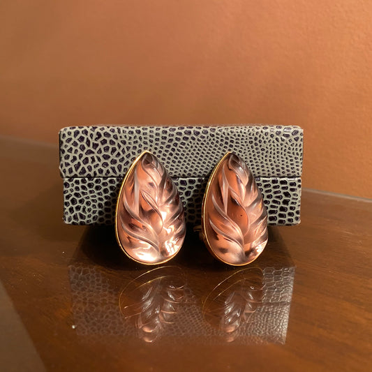 Crystal LaLique Heliconia Earrings And box