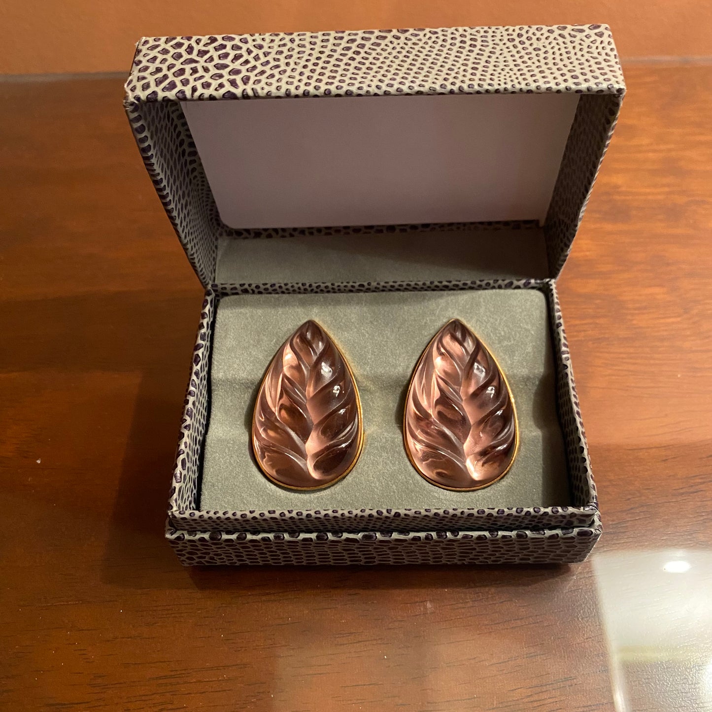 Crystal LaLique Heliconia Earrings In Box