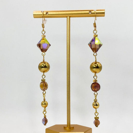 Crystal Super Drop Reclaimed vintage gold plated earrings 