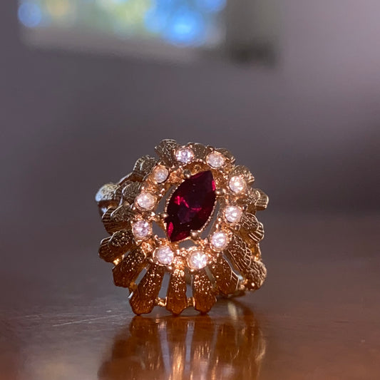 Direction One Vintage Gold Tone Faux Ruby Vintage Ring