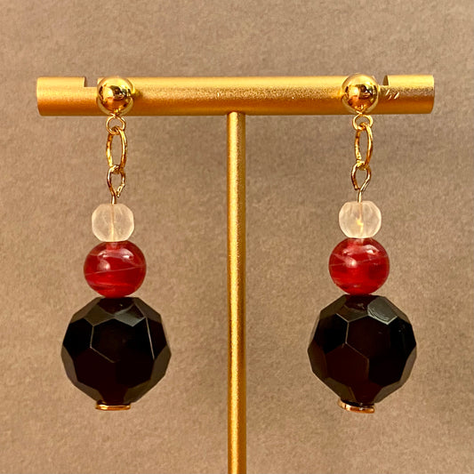 Faux Onyx Nouveau Earrings