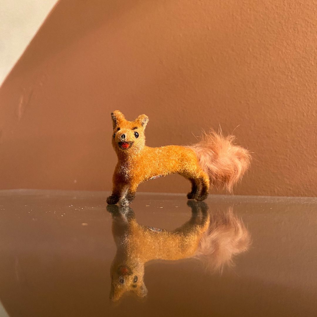 Flocked German Fox Miniature Front