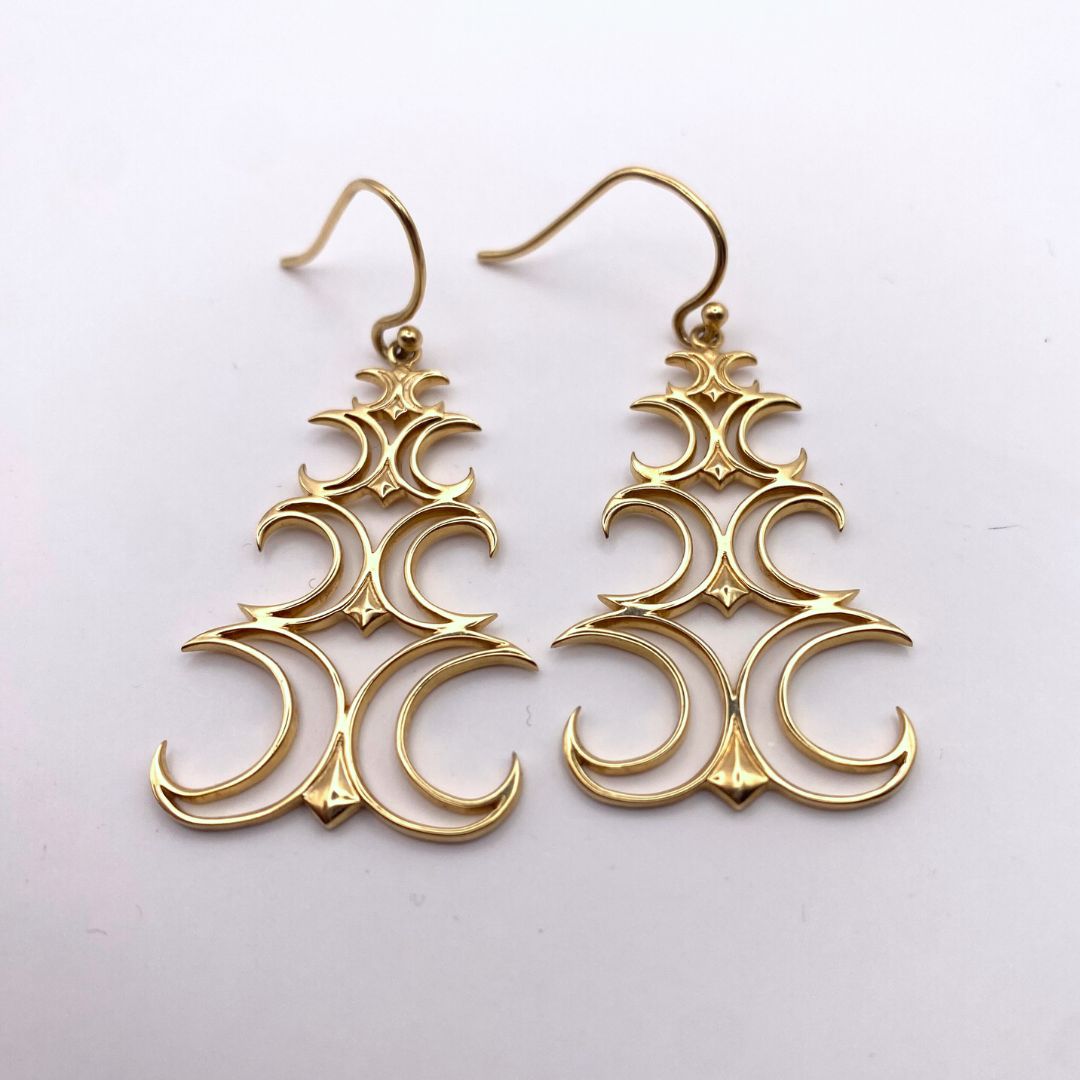 Gold mirrored crescent moon earrings 