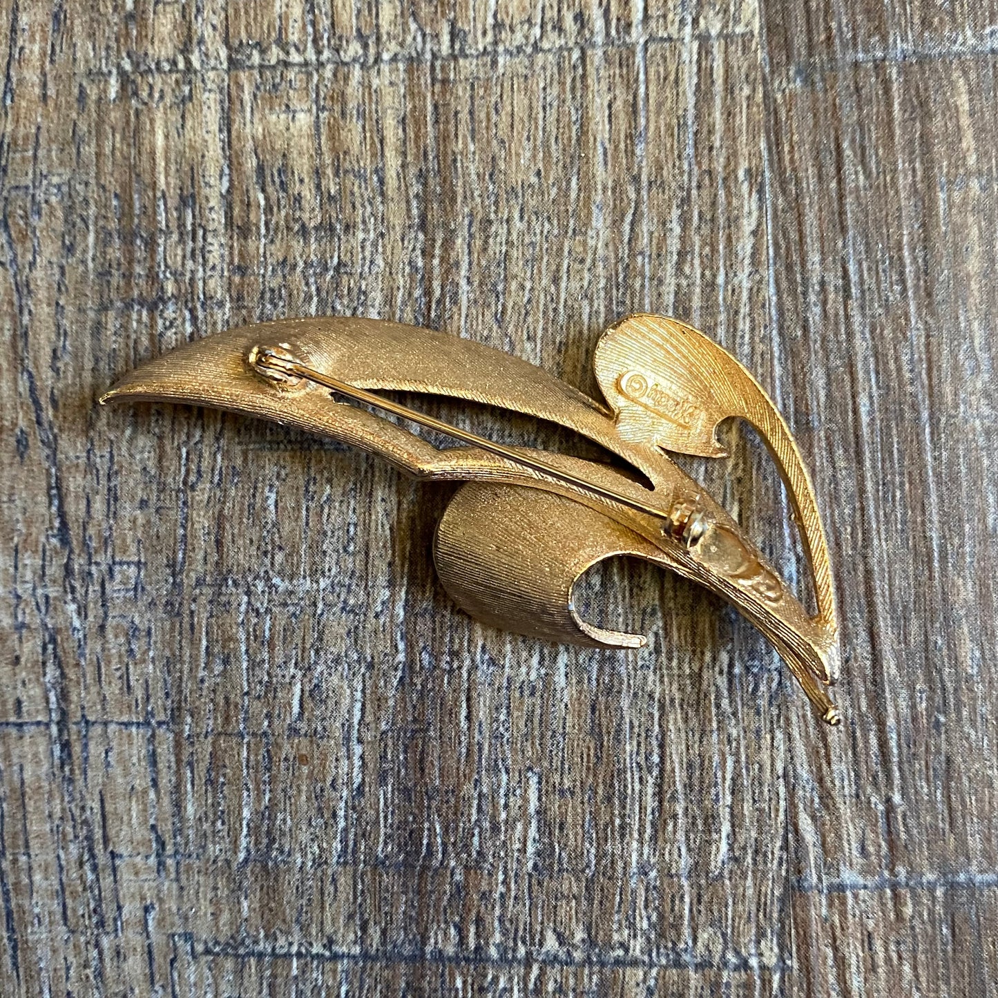 Hedy Brushed Gold Tone Brooch Back Full