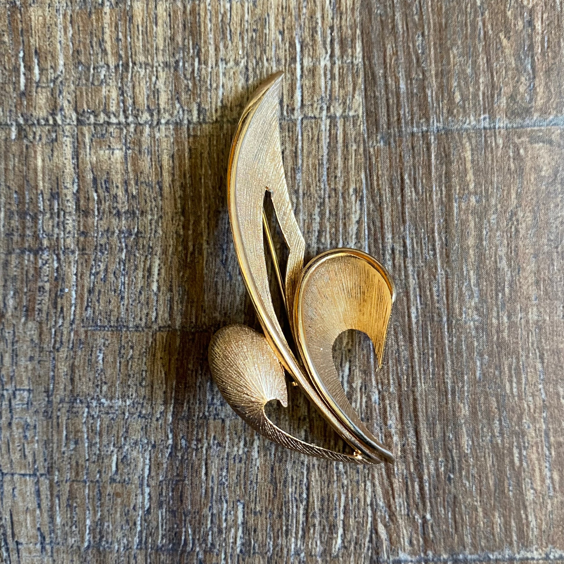 Hedy Brushed Gold Tone Brooch Front