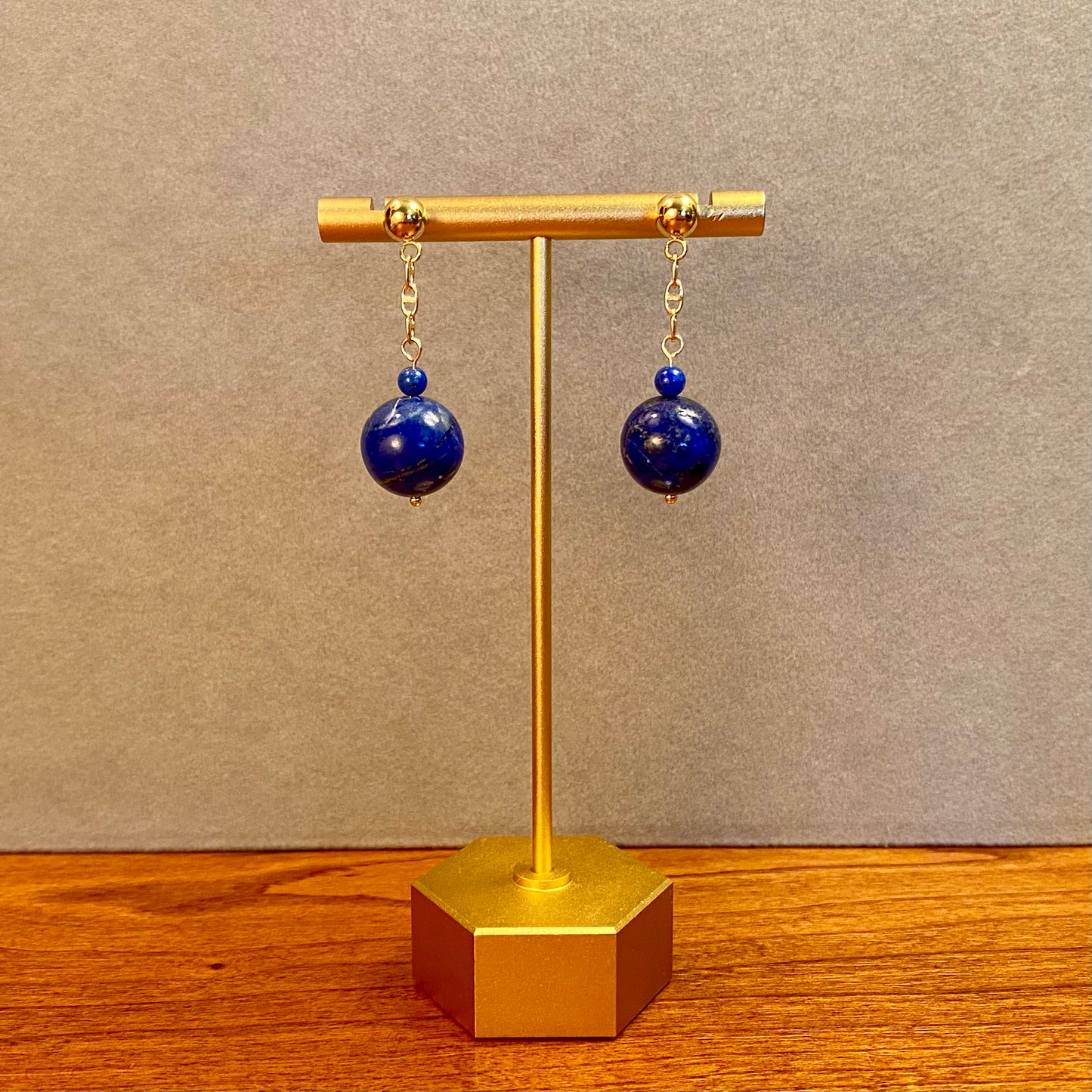 Lapis 18k gold plated earrings