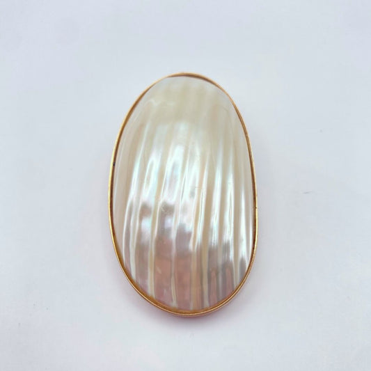 Mother of Pearl and Gold Oversized Pendant