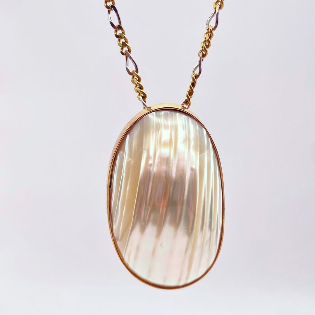 Mother of Pearl and Gold Oversized Pendant