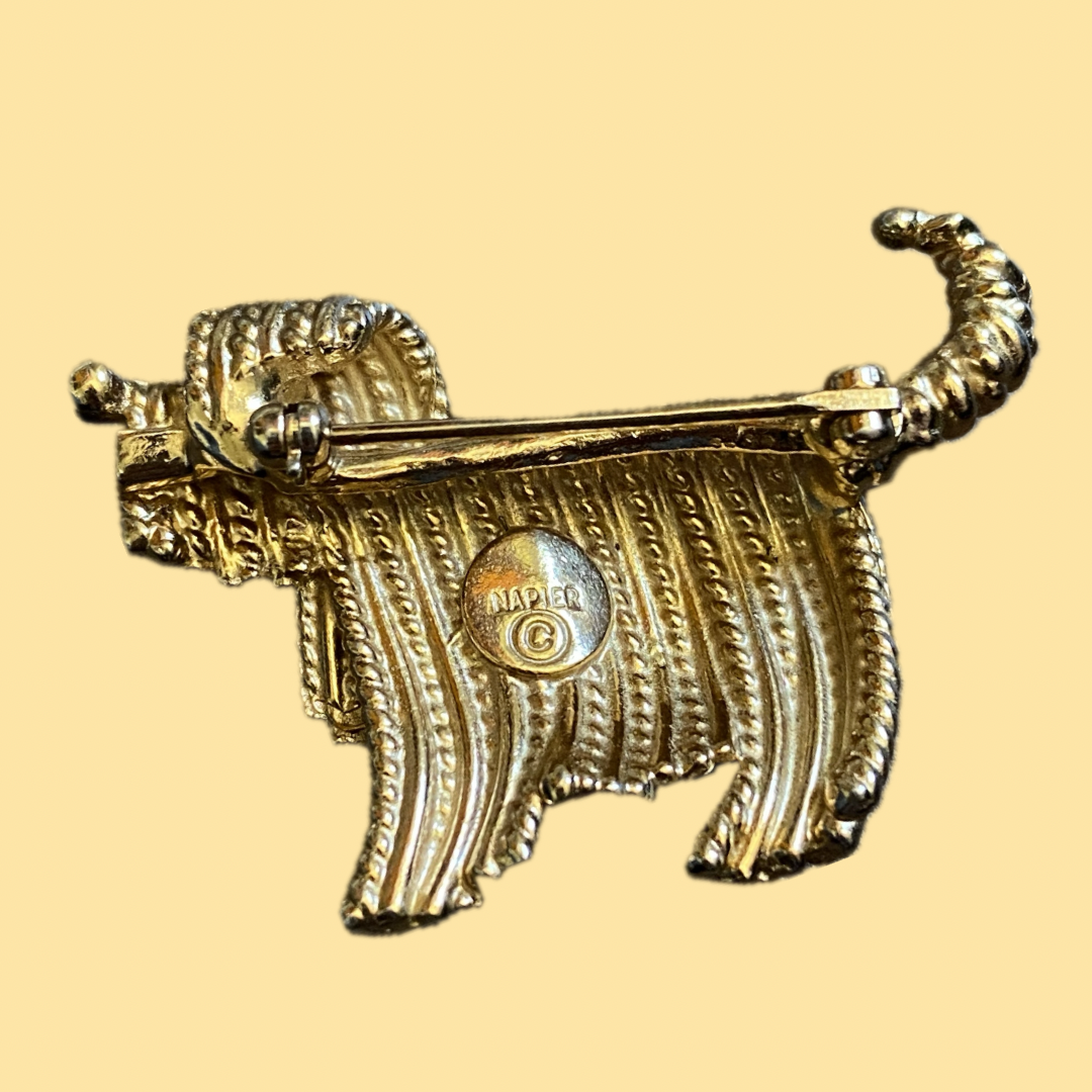 Napier Komondor Puli dog brooch back