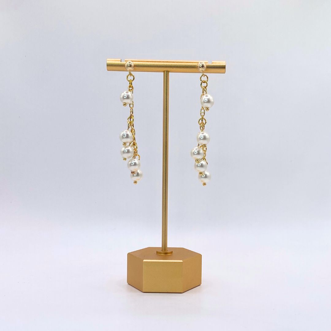 Reclaimed vintage gold plate earrings Faux pearl drop 