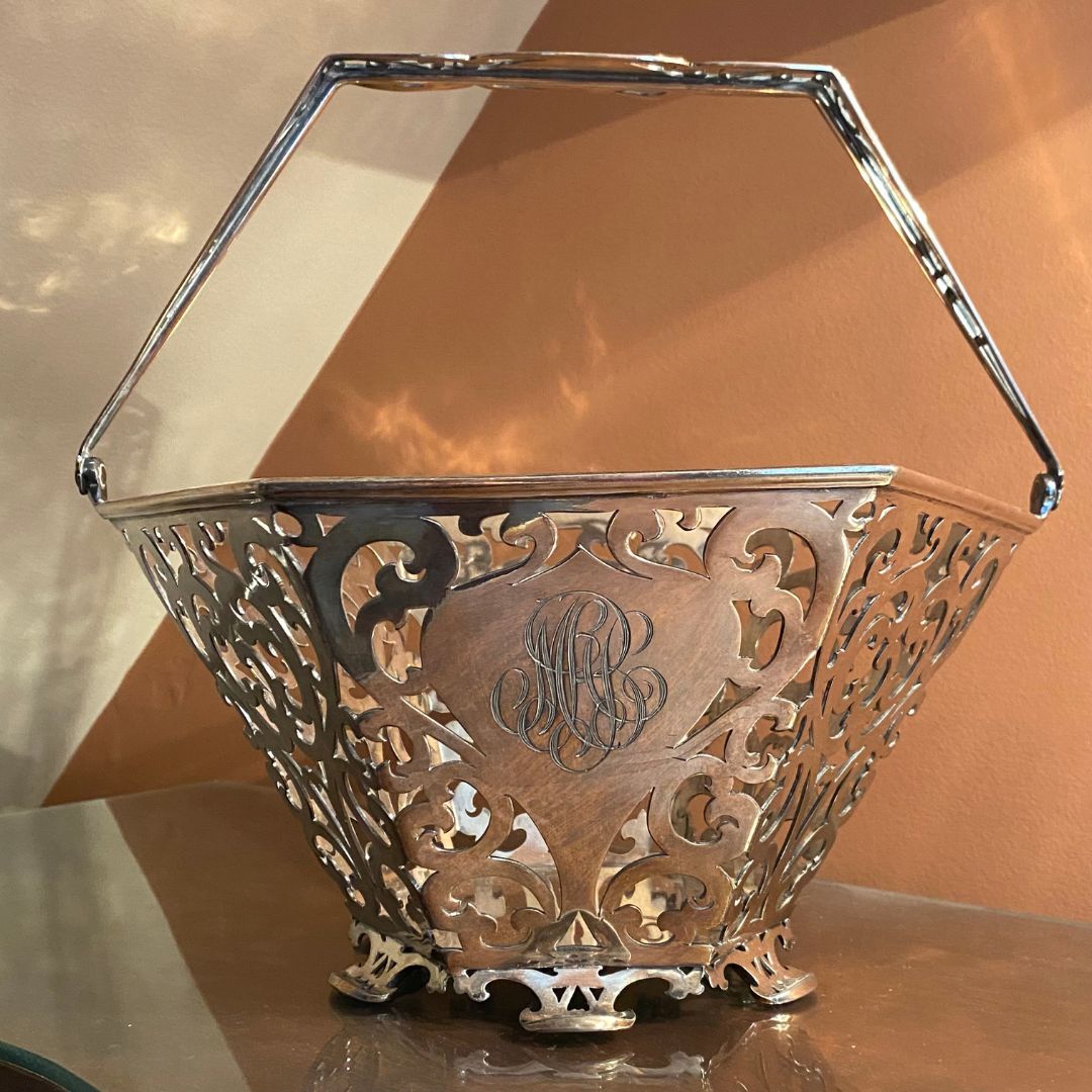 Vintage silver filigree basket
