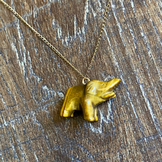 Tiger’s Eye Elephant Necklace