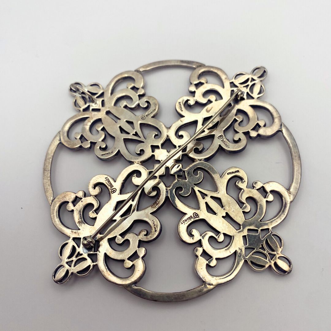 Victorian Marcasite sterling brooch back