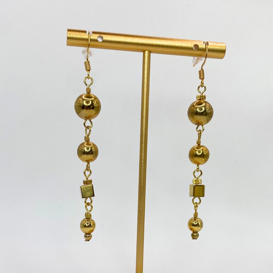 Close up gold drop Reclaimed Vintage Gold Plated Earrings