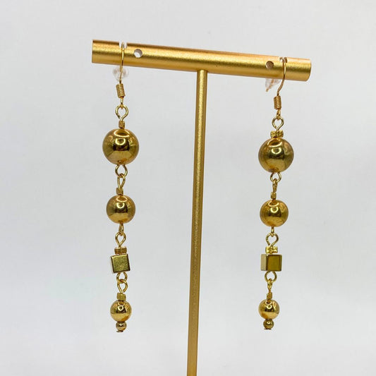 Close up gold drop Reclaimed Vintage Gold Plated Earrings
