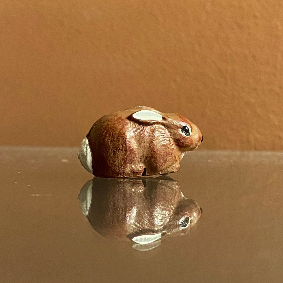 miniature painted metal rabbit view 2