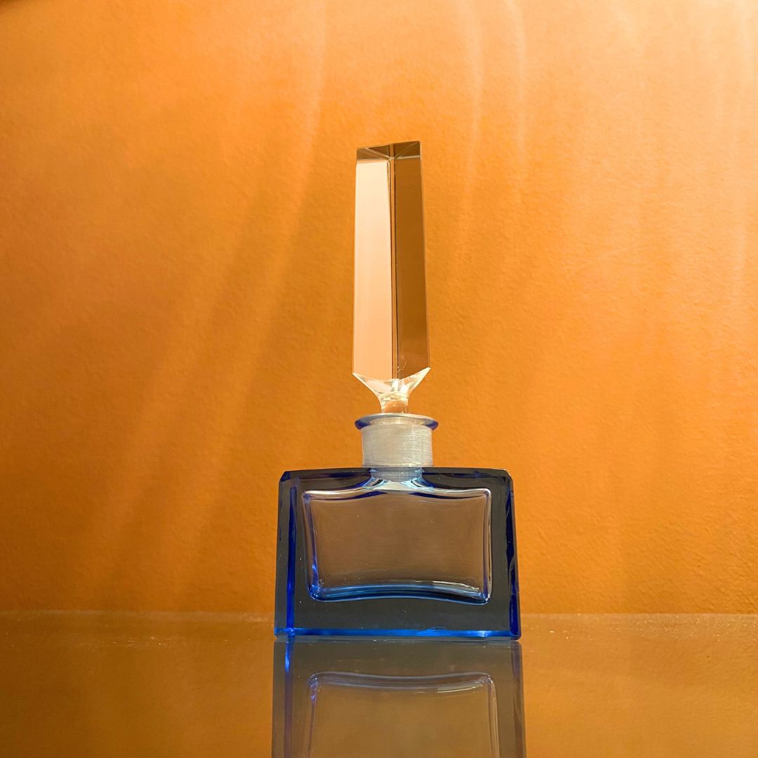 vintage cobalt blue crystal perfume bottle