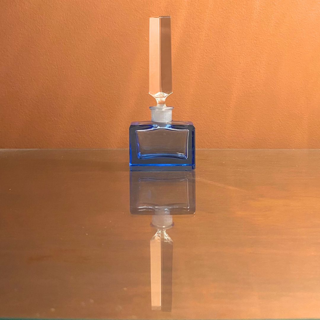 vintage cobalt blue crystal perfume bottle view 2